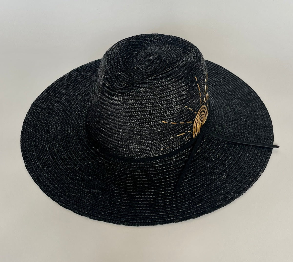 Golden Rising Sun on Black Straw