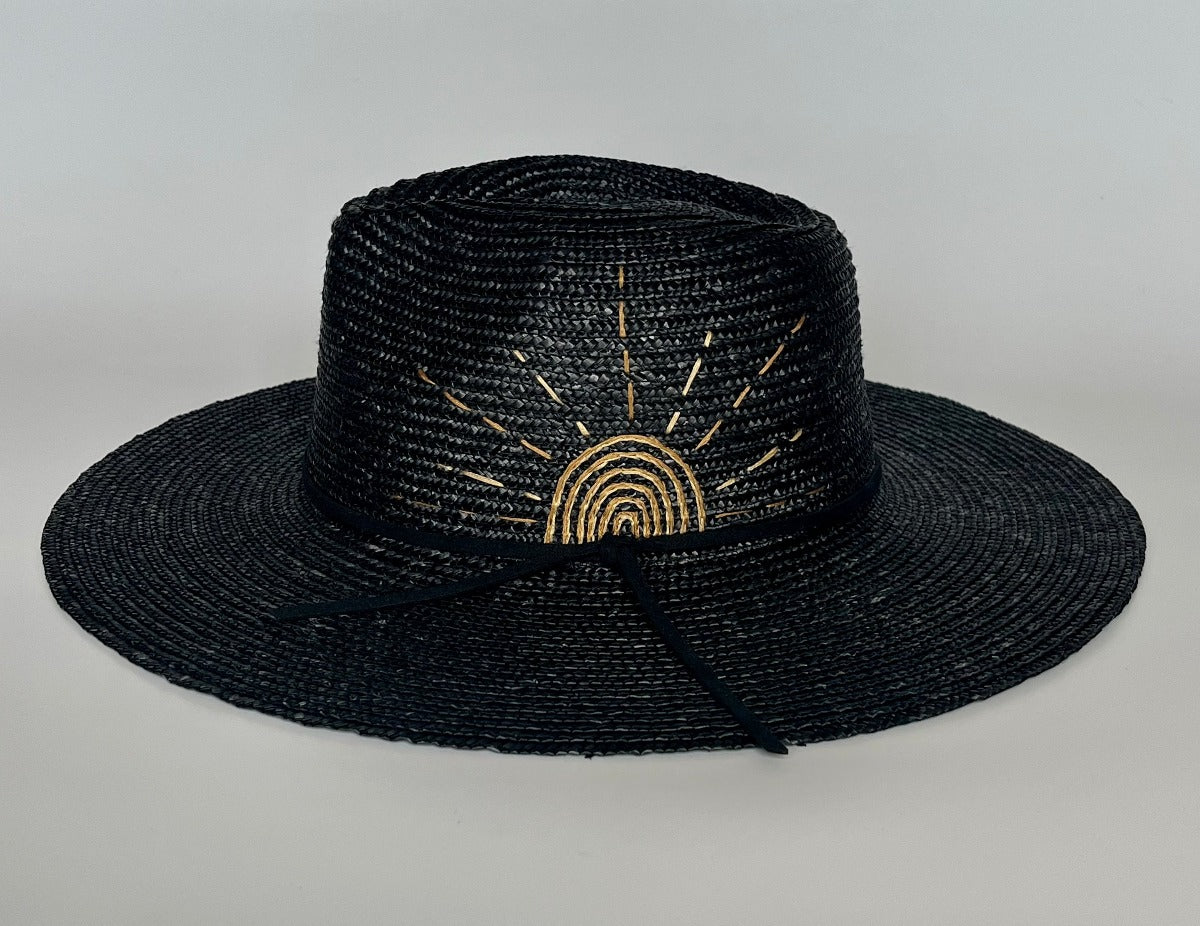 Golden Rising Sun on Black Straw